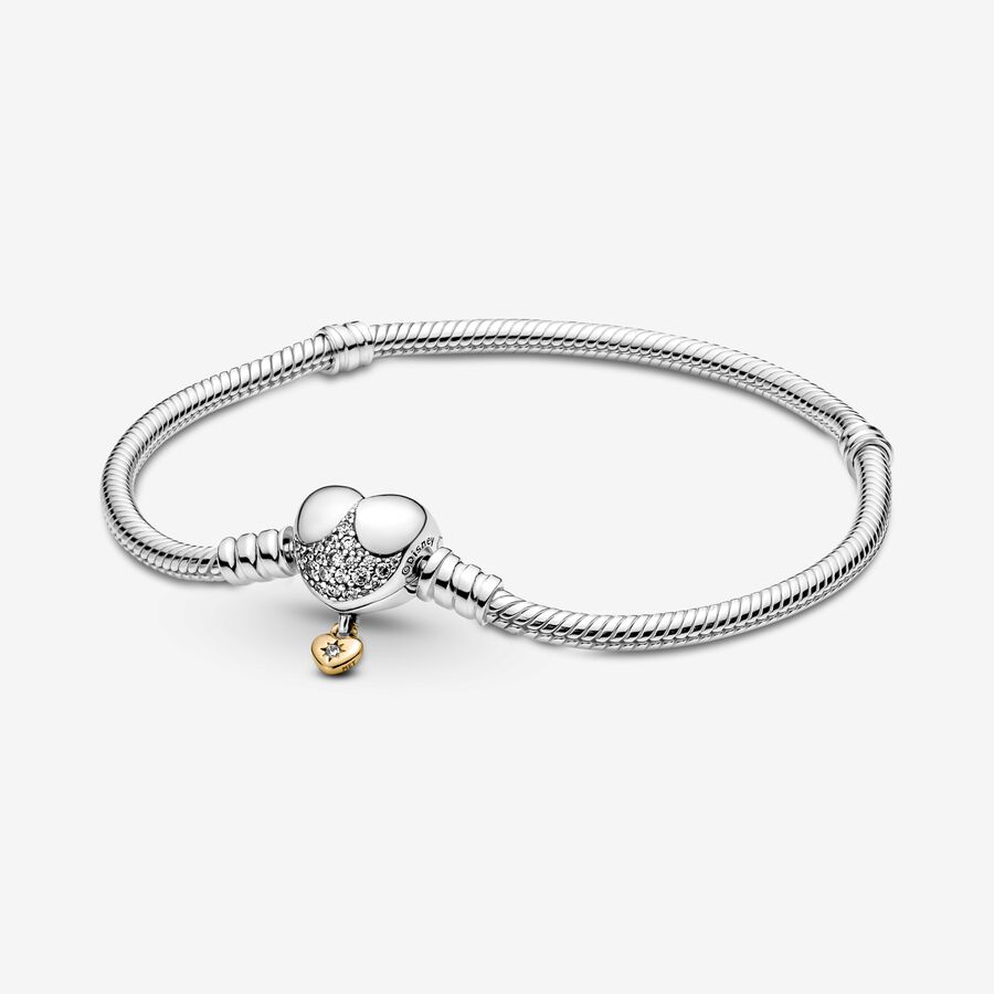 Disney Pandora Moments Heart Clasp Snake Chain Bracelet image number 0