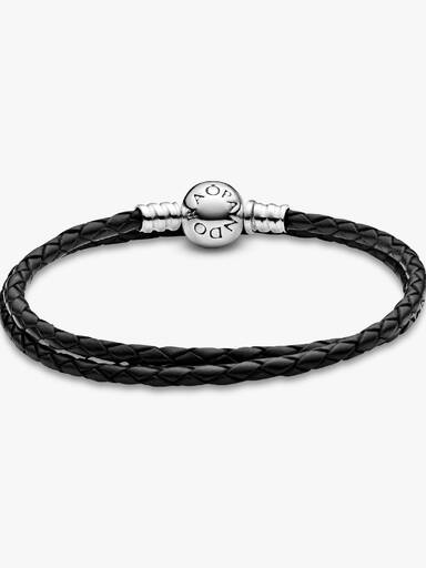 Διπλό Μαύρο Δερμάτινο Βραχιόλι