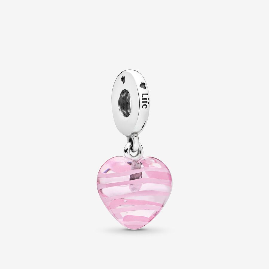 Pink Ribbon Heart Glass image number 0
