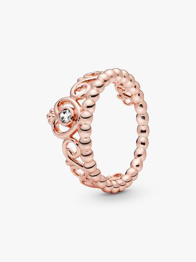Δαχτυλίδι τιάρα με κυβ. ζιρκόνια, 14K rose gold-plated