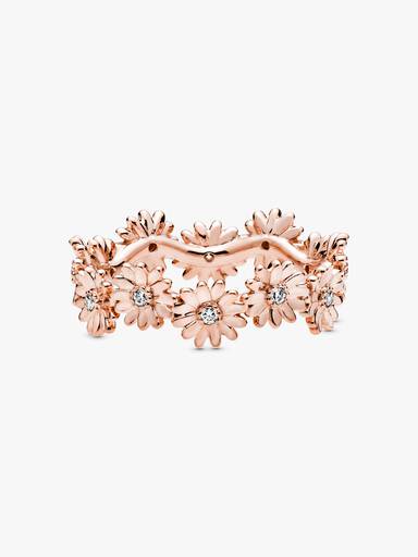 Δαχτυλίδι 14K rose gold-plated με κυβική ζιρκόνια, μαργαρίτα