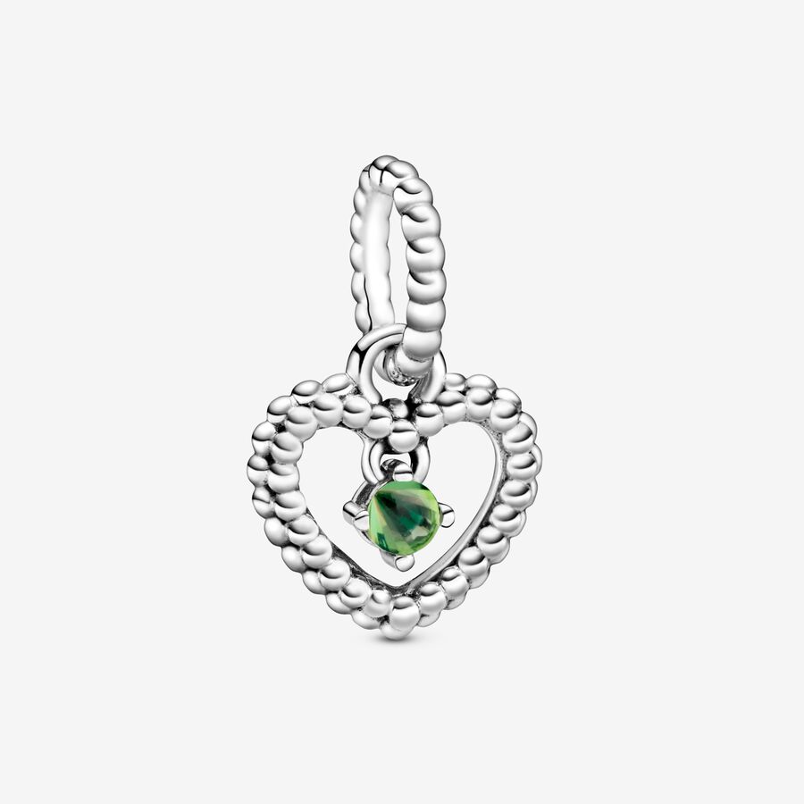 Spring Green Beaded Heart Dangle Charm image number 0