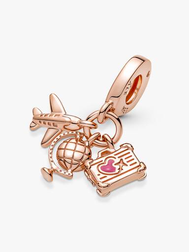 Airplane, Globe & Suitcase Dangle Charm