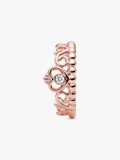 Δαχτυλίδι τιάρα με κυβ. ζιρκόνια, 14K rose gold-plated