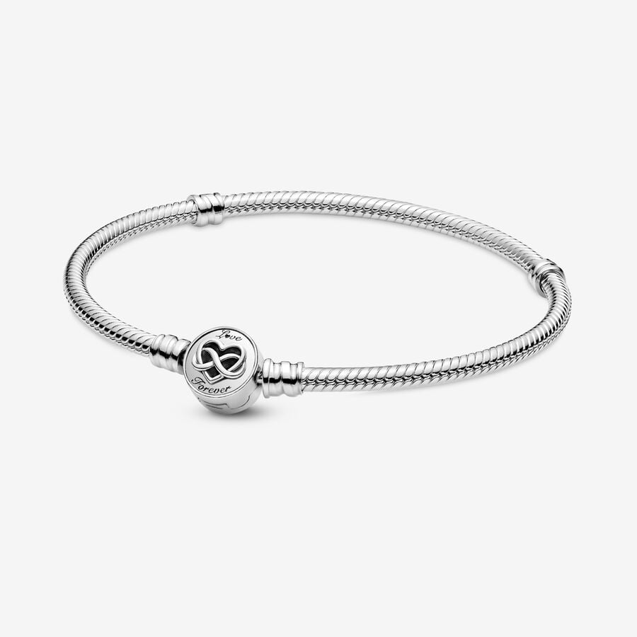 Pandora Moments Heart Infinity Clasp Snake Chain Bracelet image number 0