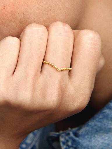 Beaded Wishbone Ring