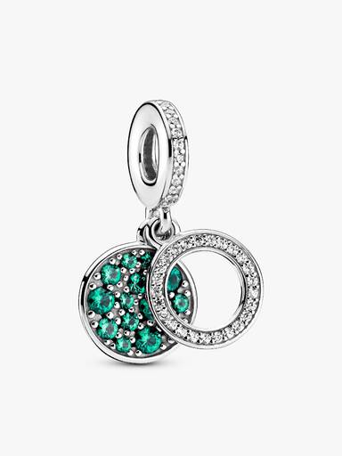 Sparkling Green Disc Double Dangle Charm