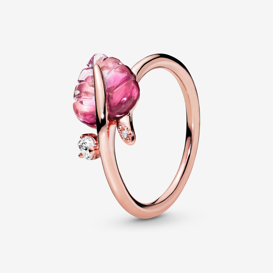 Δαχτυλίδι Pink Murano Glass Leaf image number 0