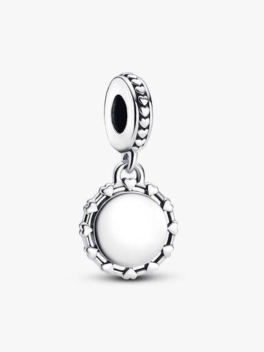 Engravable Disc & Hearts Dangle Charm