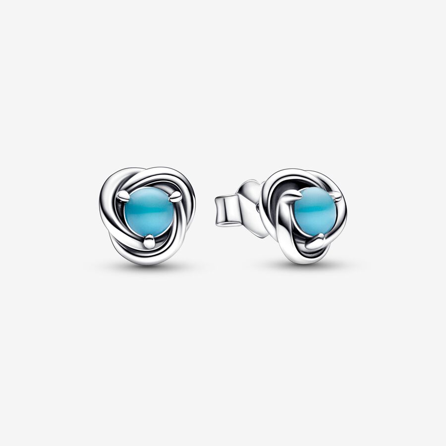 Turquoise Blue Eternity Circle Stud Earrings image number 0