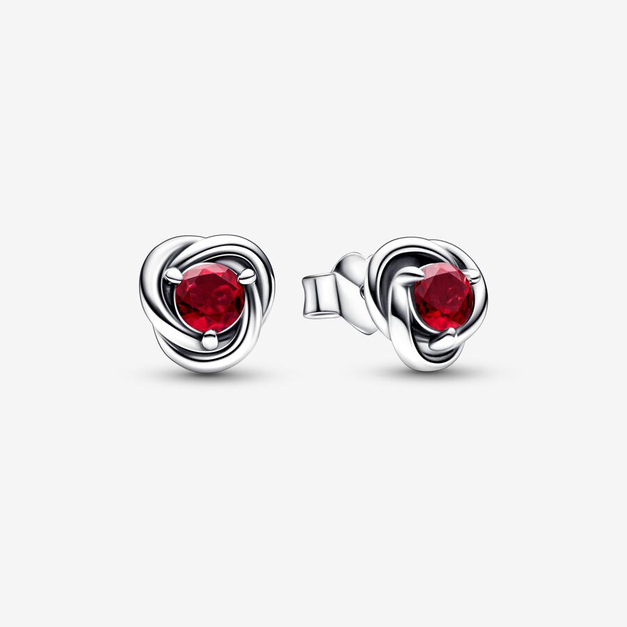 True Red Eternity Circle Stud Earrings image number 0