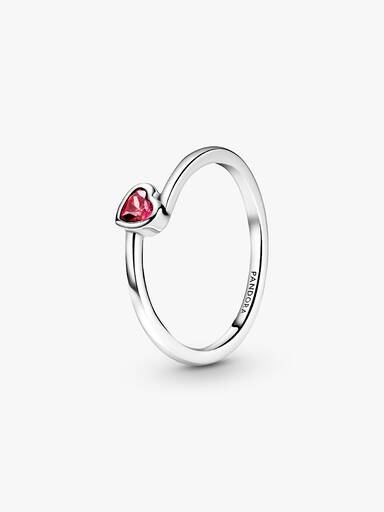 Red Tilted Heart Solitaire Ring