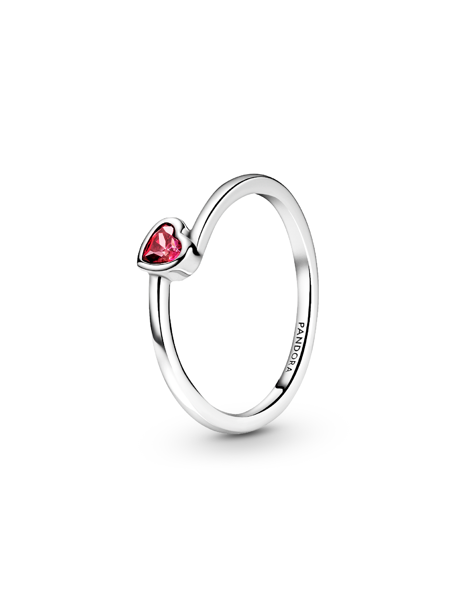 Red Tilted Heart Solitaire Ring