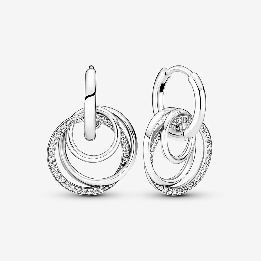 Family Always Encircled Hoop Earrings Ασημί στερλίνα | Pandora GR