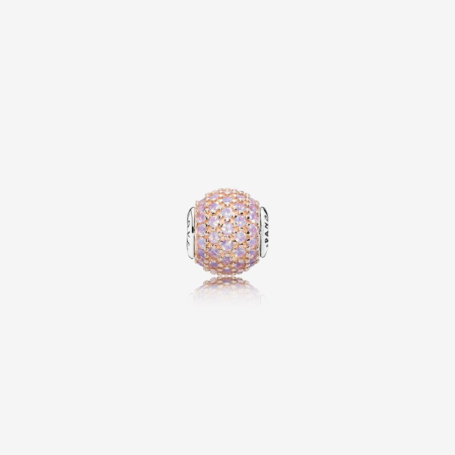 LOVE ESSENCE COLLECTION charm in rose gold with silver core and opalescent pink crystal image number 0