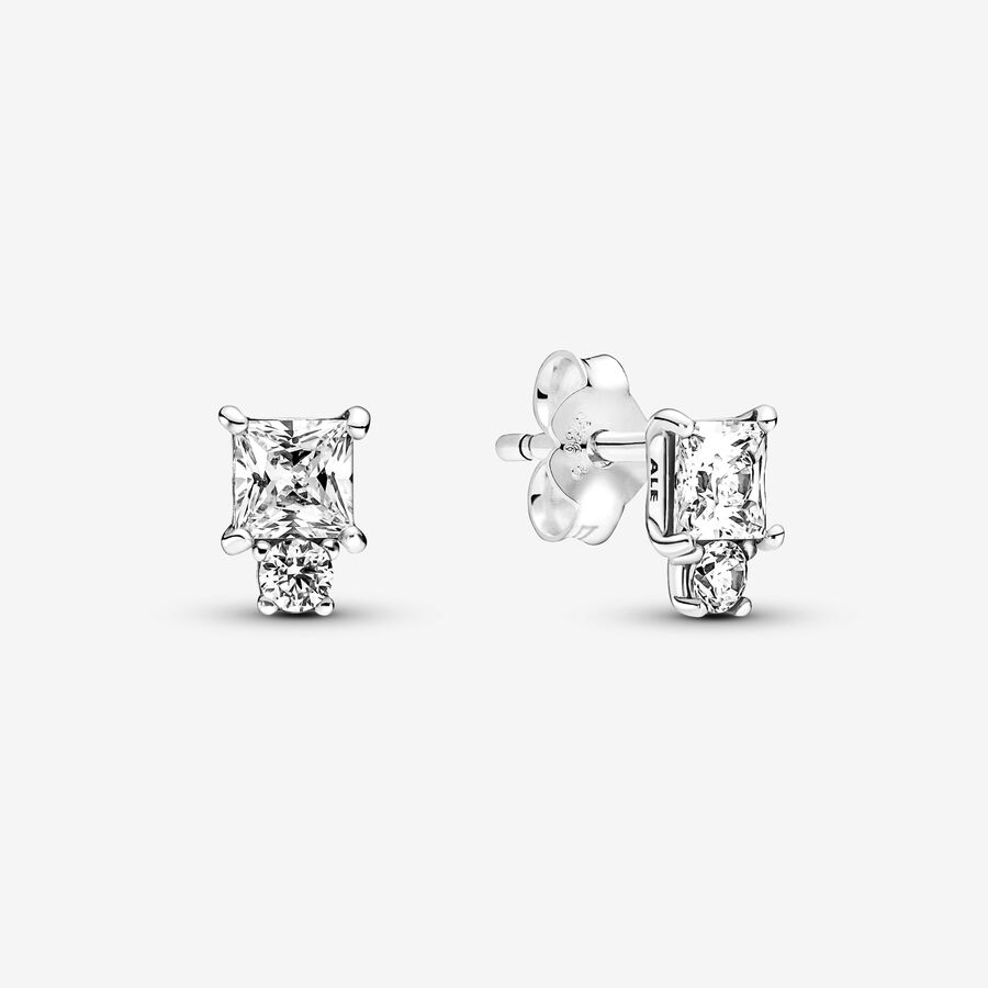 Sparkling Round & Square Earrings image number 0