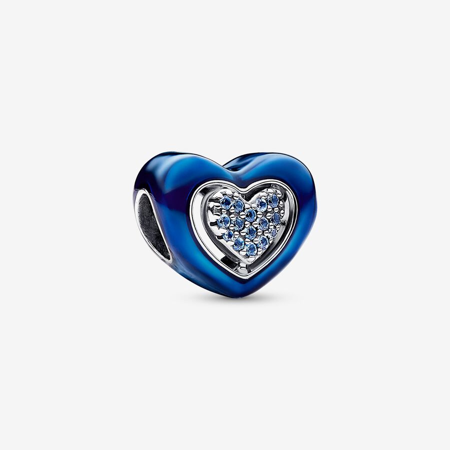 Σύμβολο ασ. 925 με μπλε κυβική ζιρκόνια και σμάλτο, καρδιά image number 0