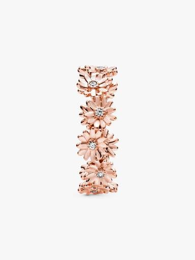 Δαχτυλίδι 14K rose gold-plated με κυβική ζιρκόνια, μαργαρίτα