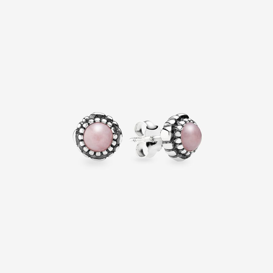 Ασημένια σκουλαρίκια με ροζ οπάλιο, Οκτώβριος image number 0