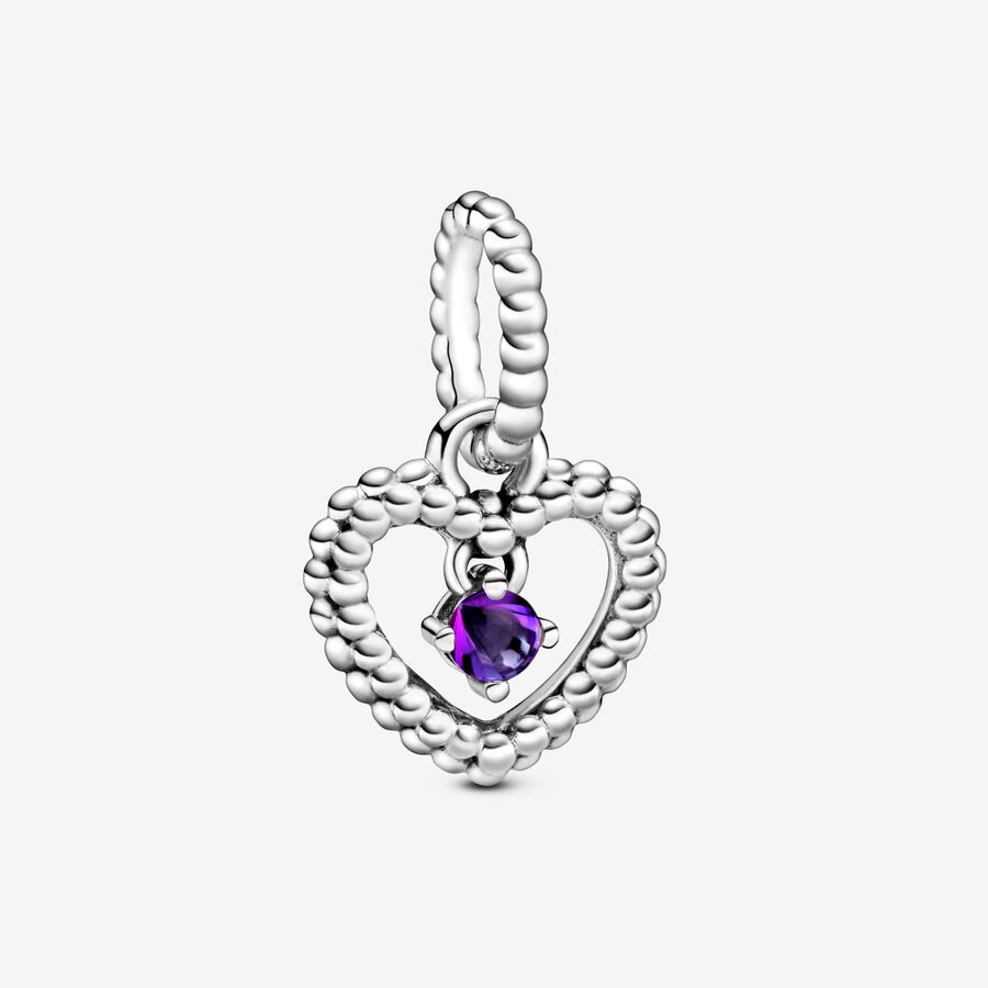 Purple Beaded Heart Dangle Charm image number 0