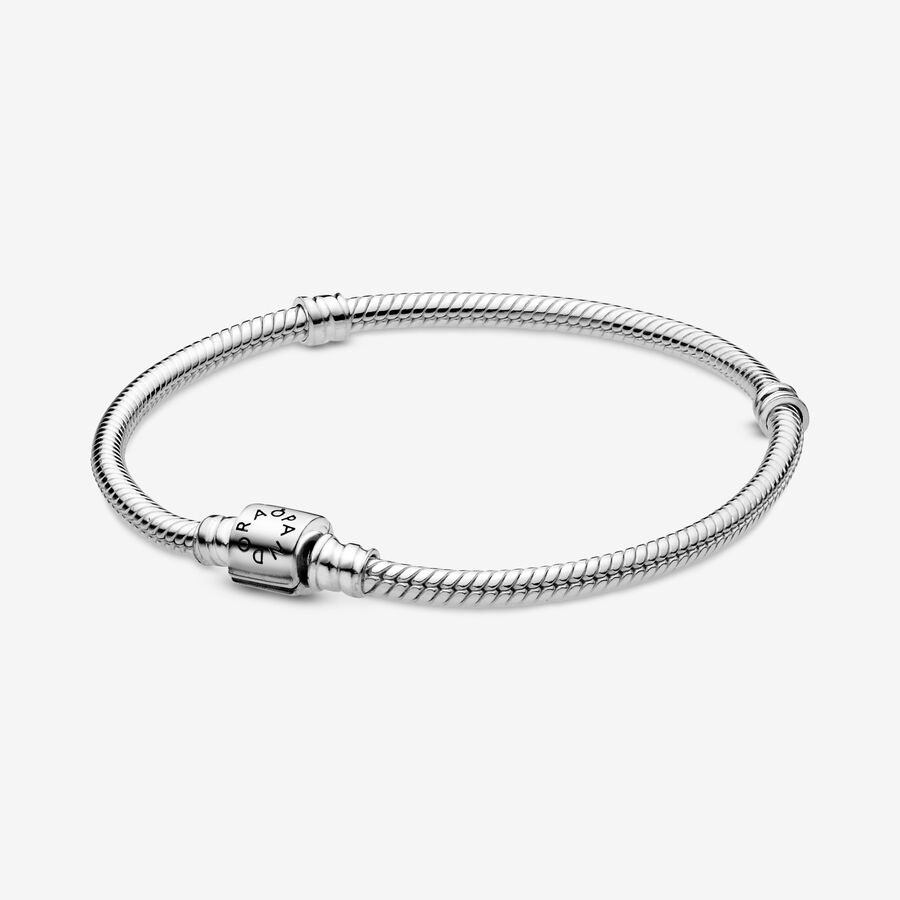 Pandora Moments Barrel Clasp Snake Chain Bracelet image number 0