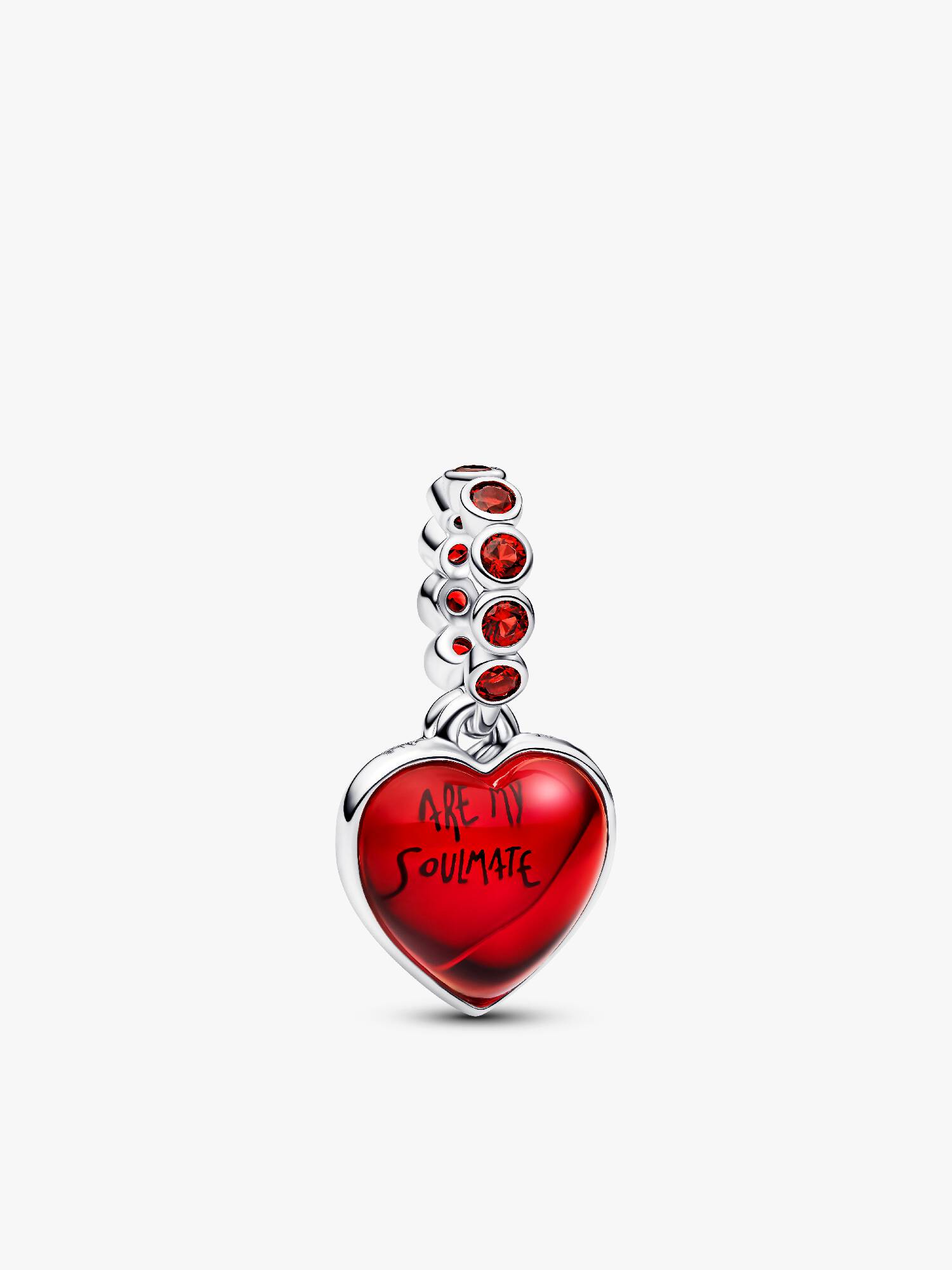 Διπλό κρεμαστό σύμβολο καρδιάς με κόκκινο γυαλί Murano