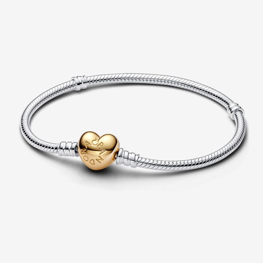 Βραχιόλι Pandora Moments με αλυσίδα-φίδι και κούμπωμα με καρδιά image number 0