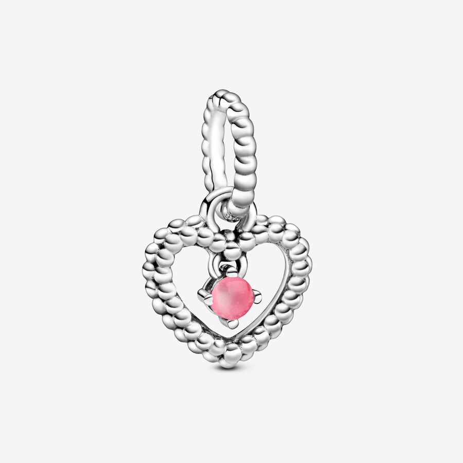 Petal Pink Beaded Heart Dangle Charm image number 0