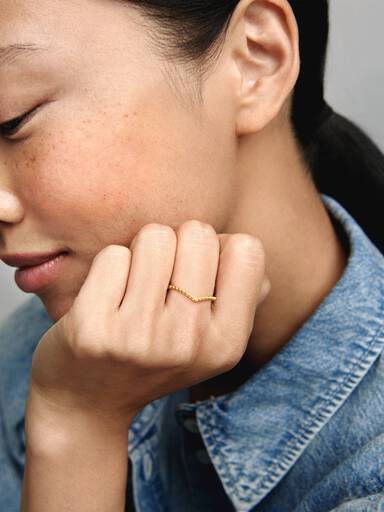 Beaded Wishbone Ring