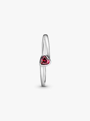 Red Tilted Heart Solitaire Ring