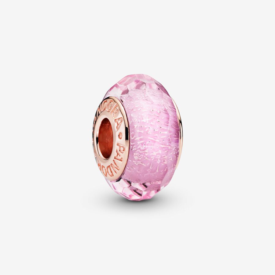 Faceted Pink Murano Glass Charm image number 0