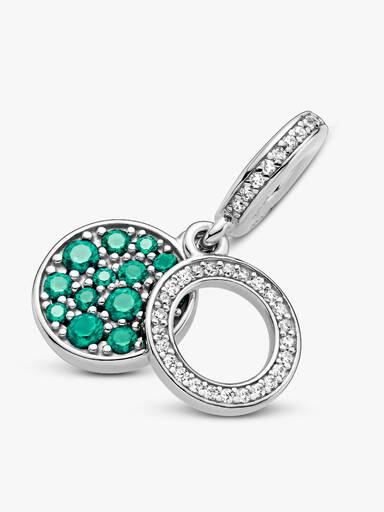 Sparkling Green Disc Double Dangle Charm