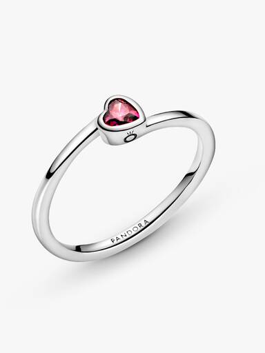 Red Tilted Heart Solitaire Ring