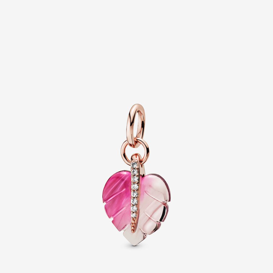 Κρεμαστό σύμβολο Pink Murano Glass Leaf image number 0
