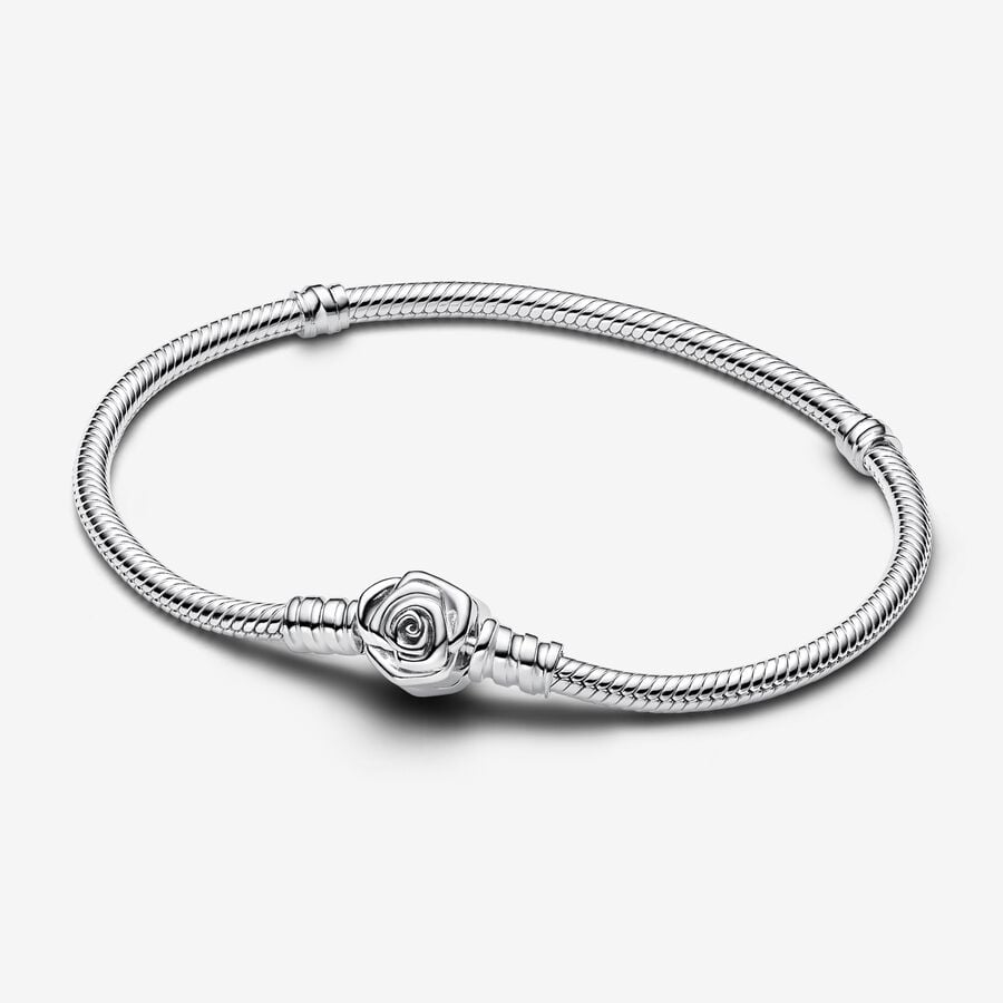 Βραχιόλι Pandora Moments με αλυσίδα-φίδι και κούμπωμα με ανθισμένο τριαντάφυλλο image number 0