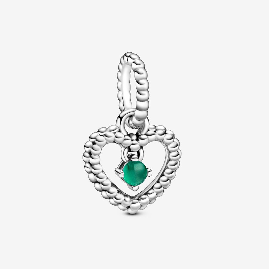 Κρεμαστό σύμβολο σε σχήμα καρδιάς με σκουροπράσινη πέτρα image number 0