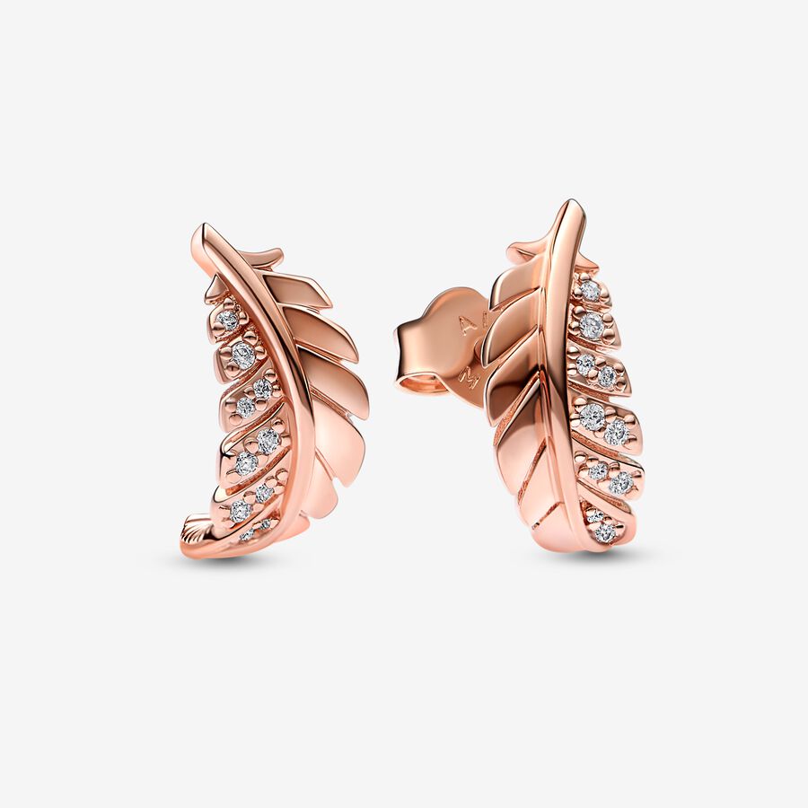 Floating Curved Feather Stud Earrings image number 0