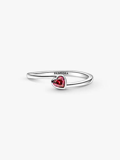 Red Tilted Heart Solitaire Ring