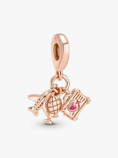 Airplane, Globe & Suitcase Dangle Charm