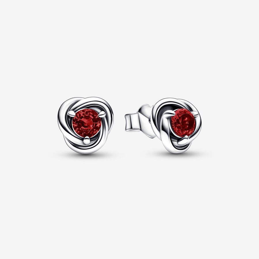 Red Eternity Circle Stud Earrings image number 0