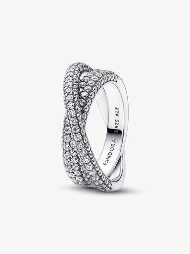 Διπλό Δαχτυλίδι Χιαστί Bέρες Pandora Timeless με Pavé