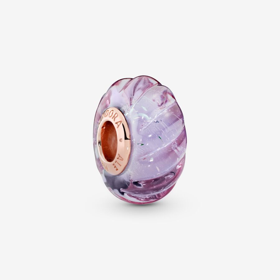 Glittering Grooves Murano Glass Charm image number 0