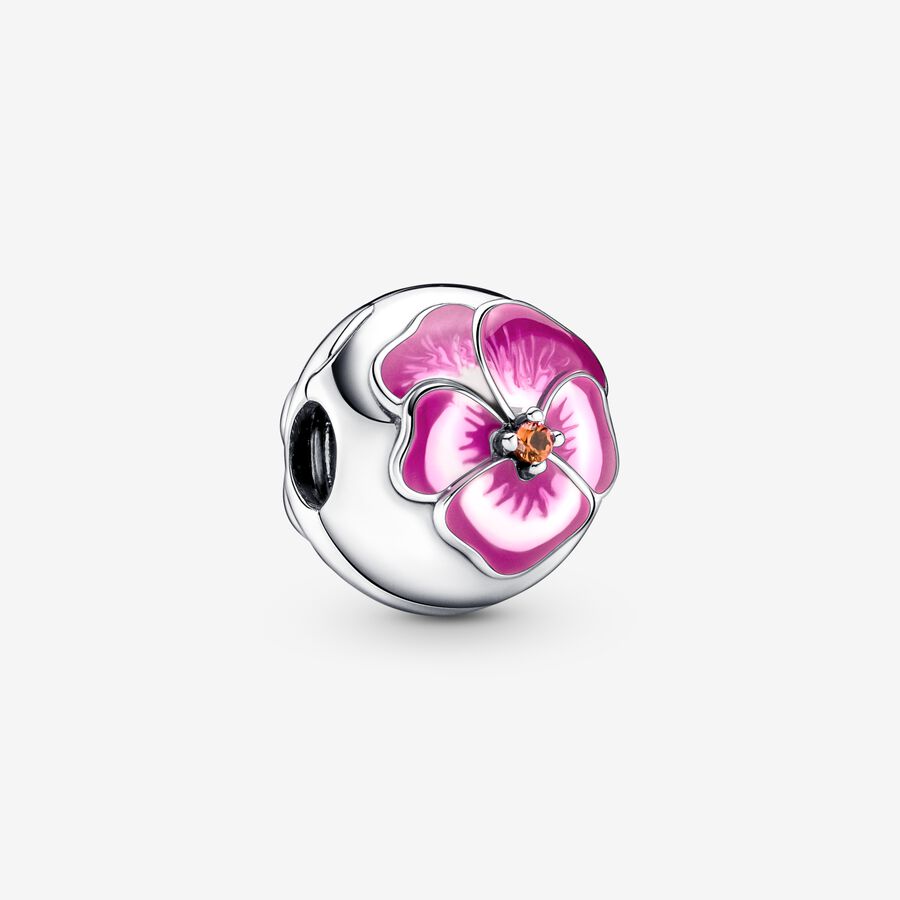 Pink Pansy Flower Clip Charm image number 0