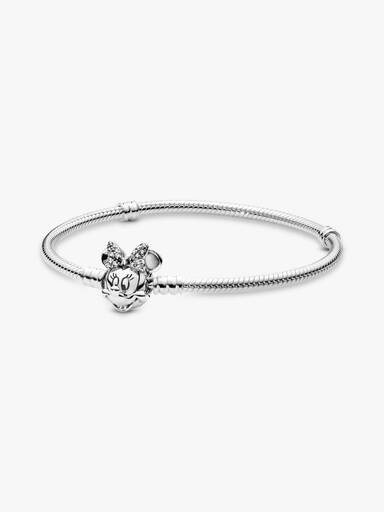 Βραχιόλι Disney Pandora Moments με αλυσίδα-φίδι και κούμπωμα με τη Minnie Mouse και pavé