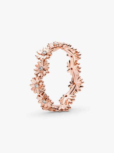 Δαχτυλίδι 14K rose gold-plated με κυβική ζιρκόνια, μαργαρίτα
