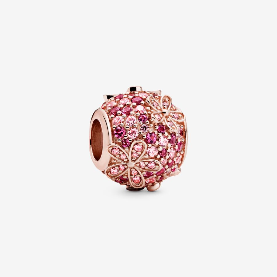 Pink Pavé Daisy Flower Charm image number 0