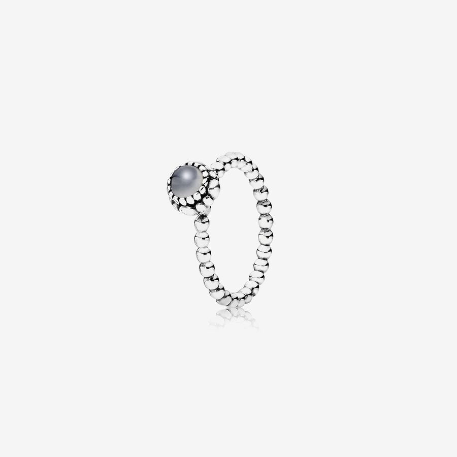 Silver ring, birthstone-June, grey moonstone image number 0