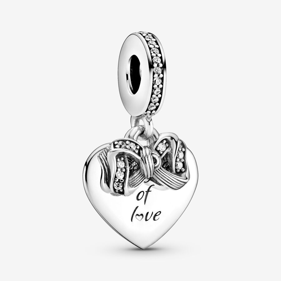 Bow & Love Heart Dangle Charm image number 0