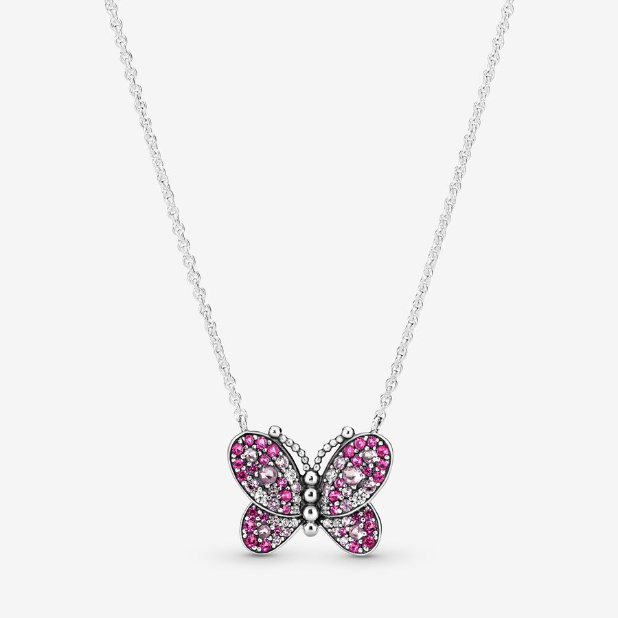 Dazzling Pink Butterfly Necklace image number 0