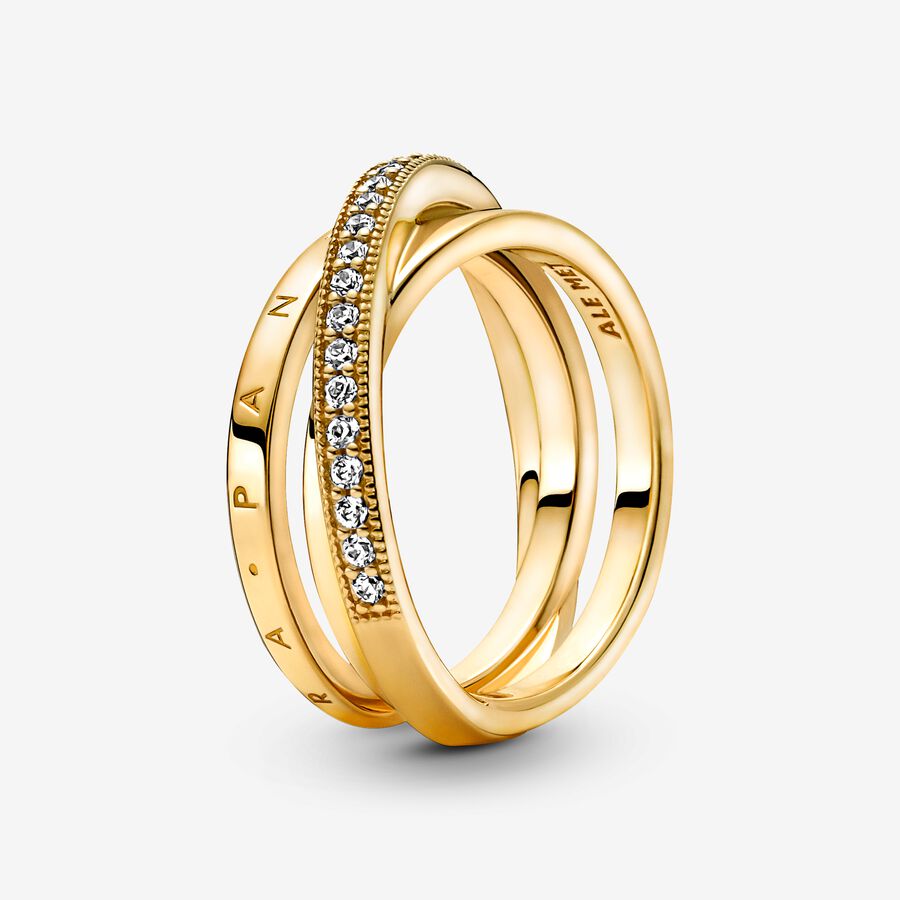 Crossover Pavé Triple Band Ring image number 0